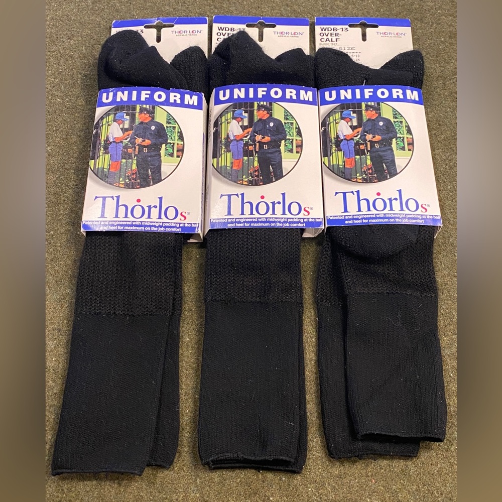 NEW-Thorlos Uniform Over-Calf Socks Unisex Large-Men 9-12.5 Women 10.5-13, Black